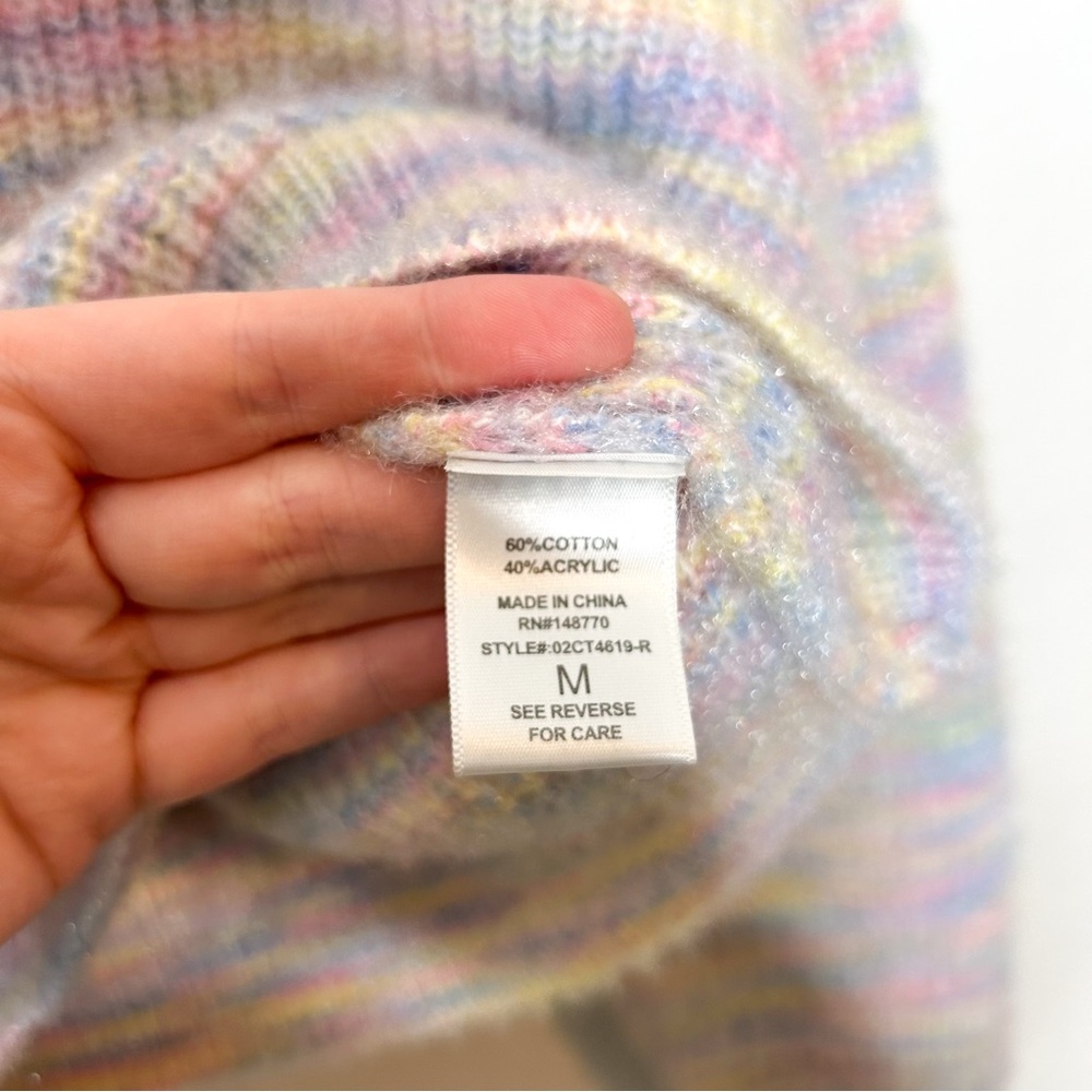 Sienna Sky Fuzzy Knit Pastel Rainbow Cropped Sweater Medium M - Picture 7 of 8